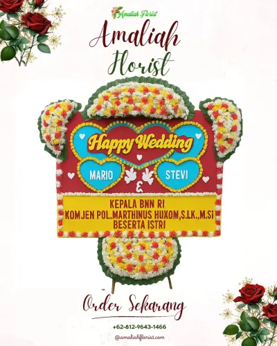 Karangan Papan Bunga Pernikahan di Salopa